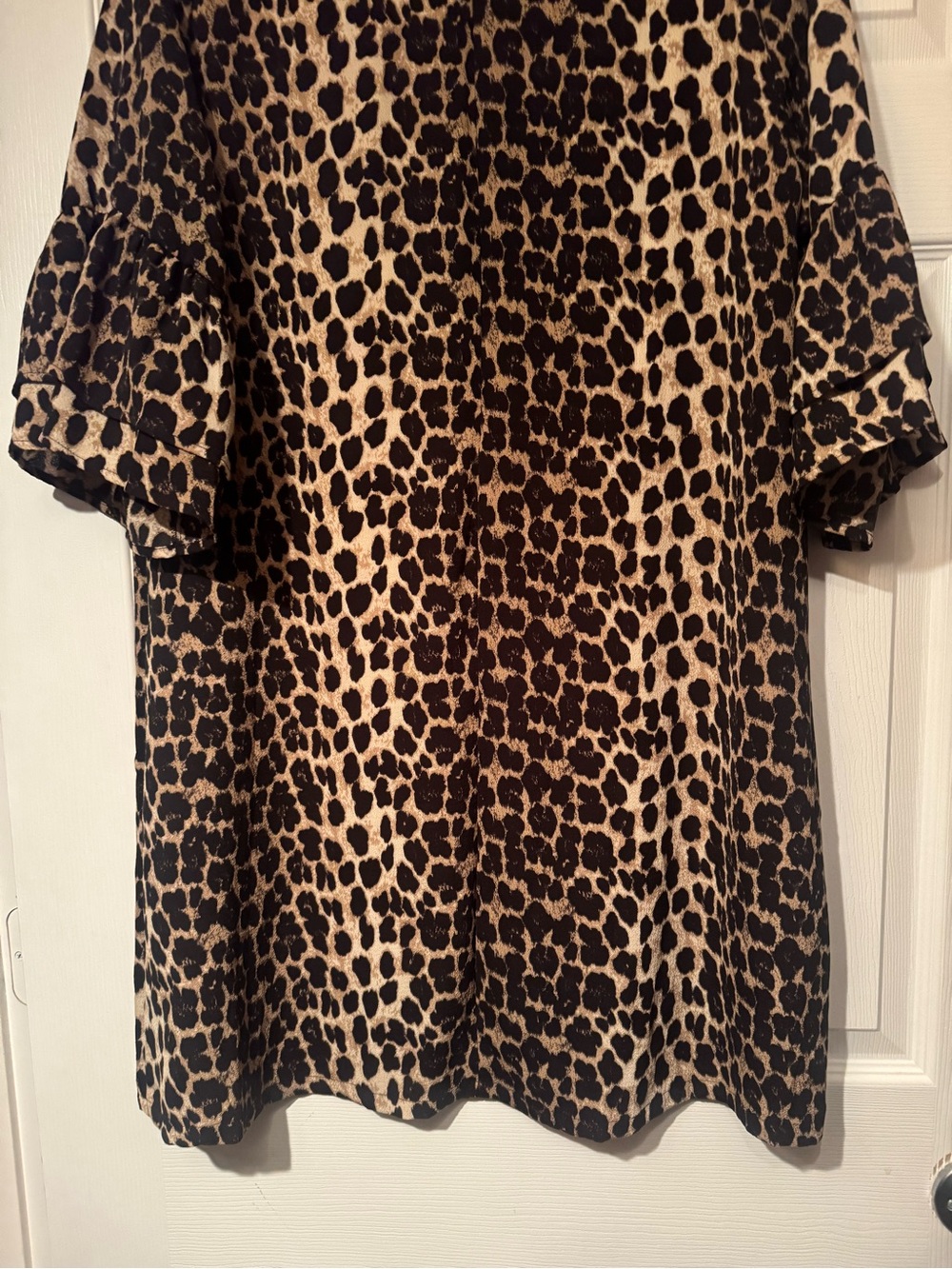 NWT Belongsci Sz XL Giraffe Leopard Print Midi Dress in Tan Brown/Black - Picture 8 of 9